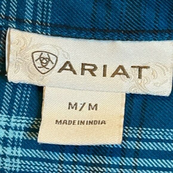 Ariat Shirt Women's Medium Plaid Rodeo Western Festival Blue Lace up - Picture 3 of 4
